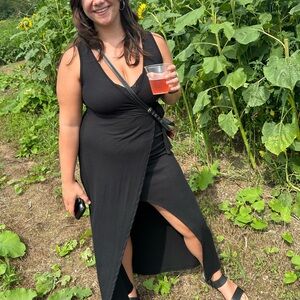 Black Sleeveless Wrap Dress